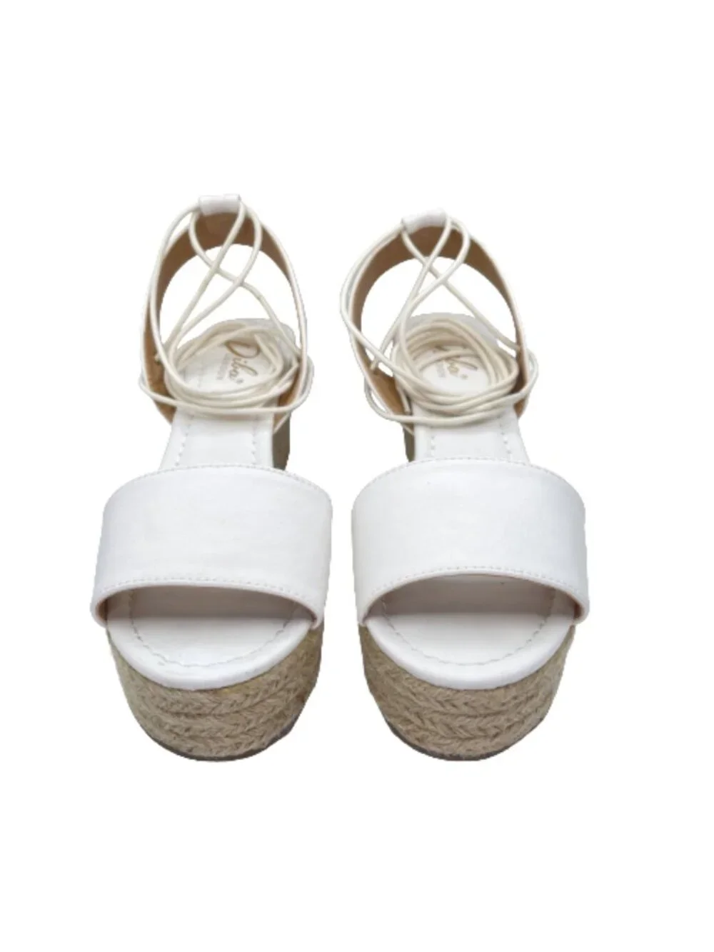 White Ankle Strap Platform Sandals Size: 9